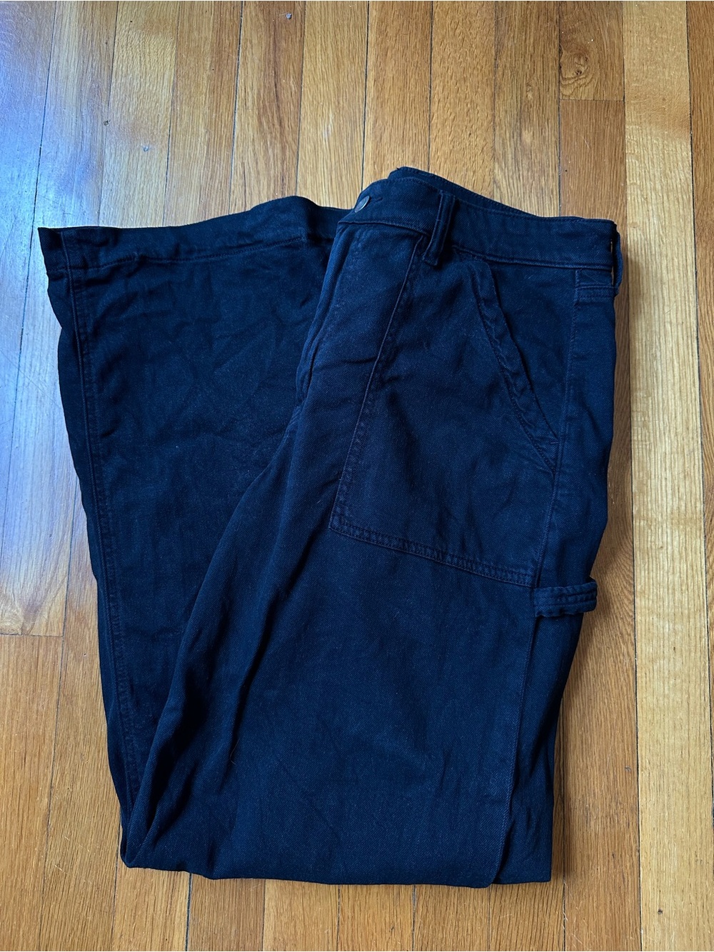 American Eagle Outfitters Super High-Waisted Baggy Wide Leg Black Pants